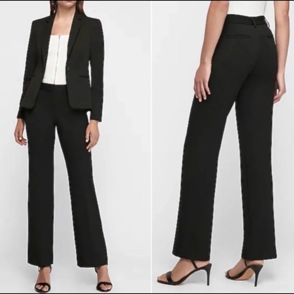 EXPRESS design studio Editor black flat front dress pants